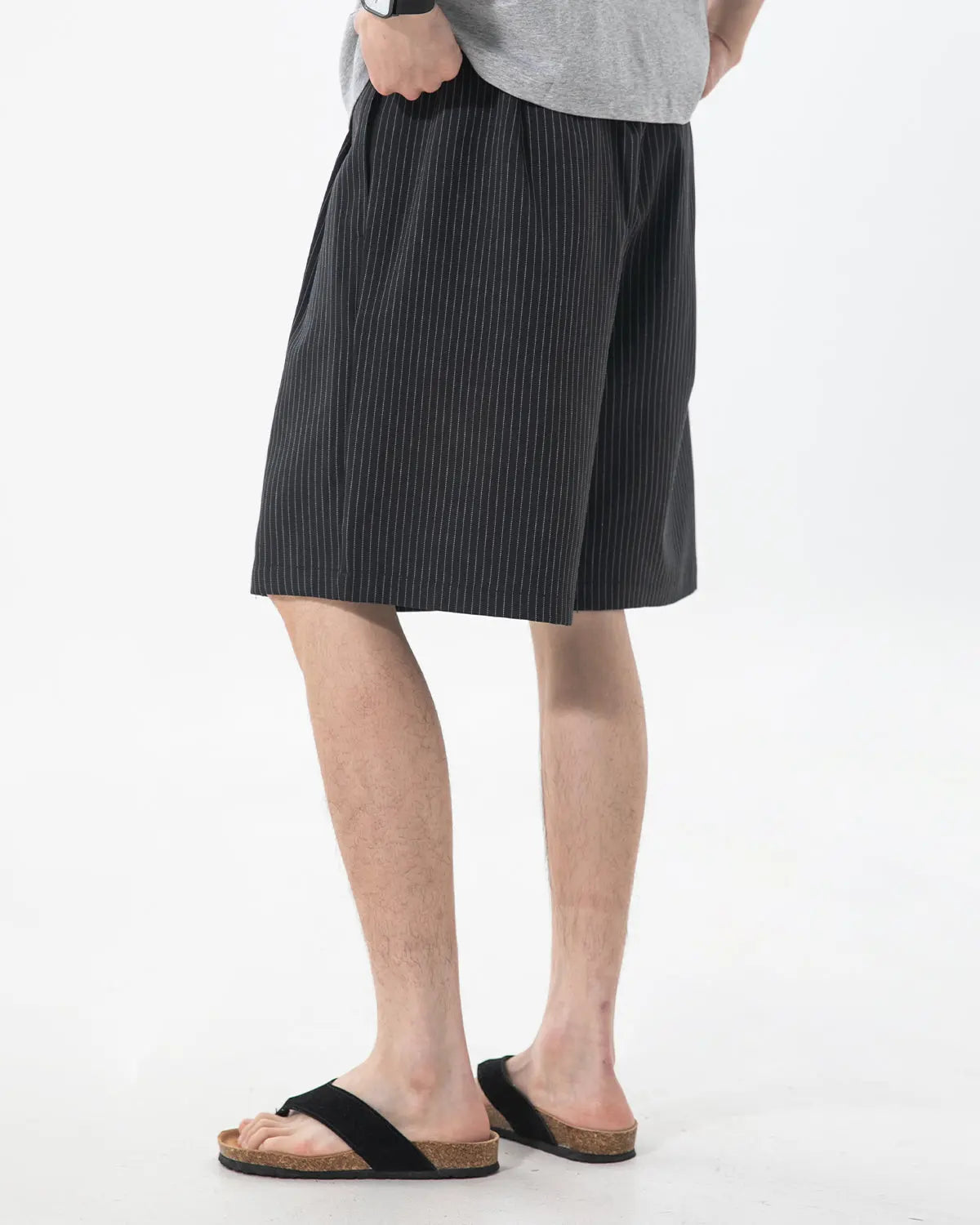 Pinstripe Pleated Tailored Shorts | Inflation Streetwear