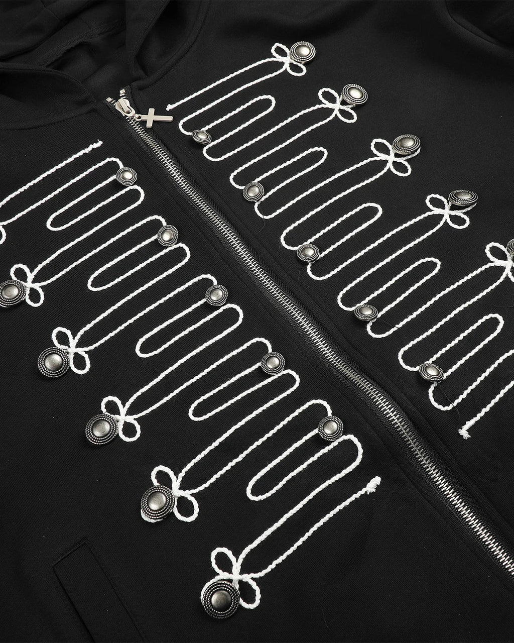 Braided Embroidery Boxy Zip Up Hoodie | Inflation Streetwear