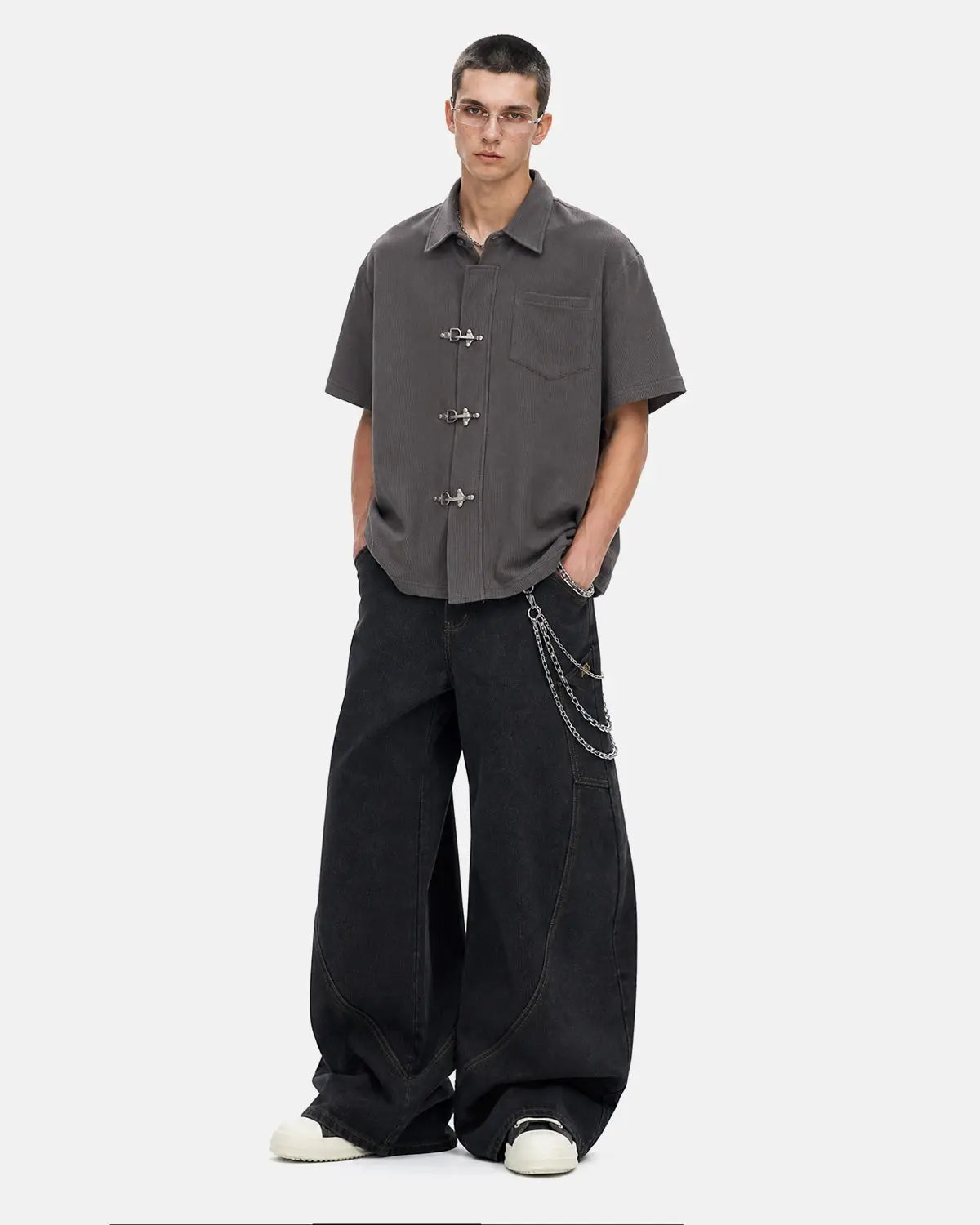Metal Clasp Waffle Shirt | Inflation Streetwear