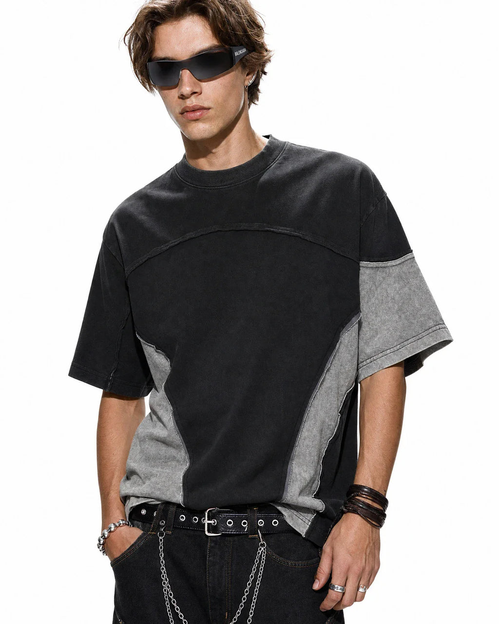 Patchwork Washed Boxy Cropped T-Shirt | Inflation Streetwear