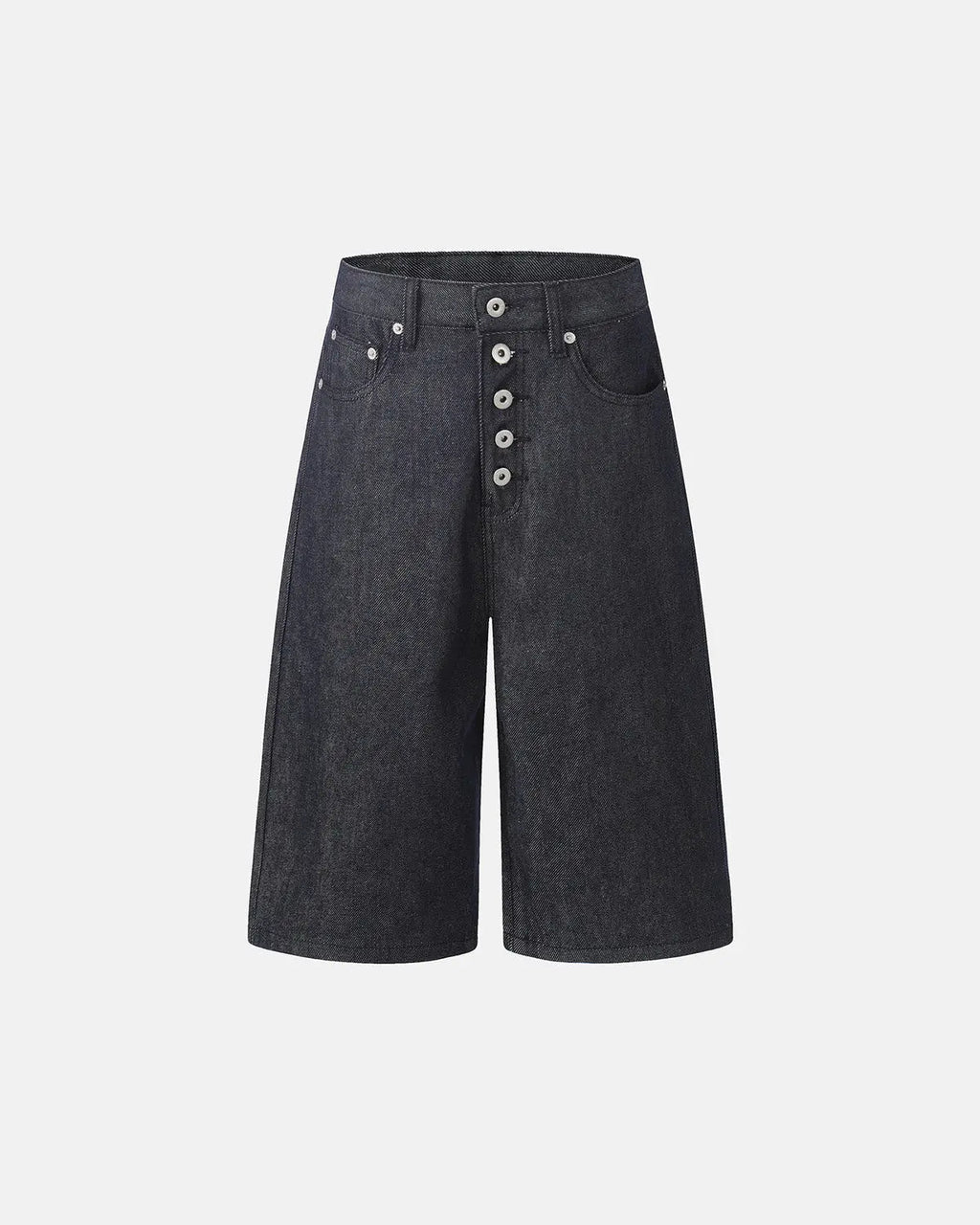 Button Detail Baggy Denim Jorts | Inflation Streetwear