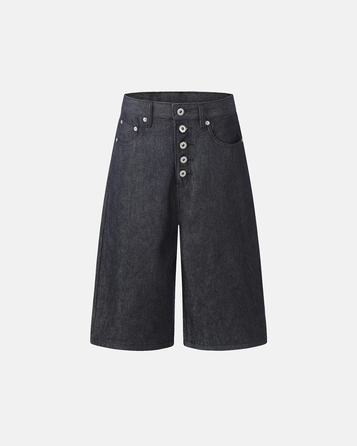 Button Detail Baggy Denim Jorts | Inflation Streetwear