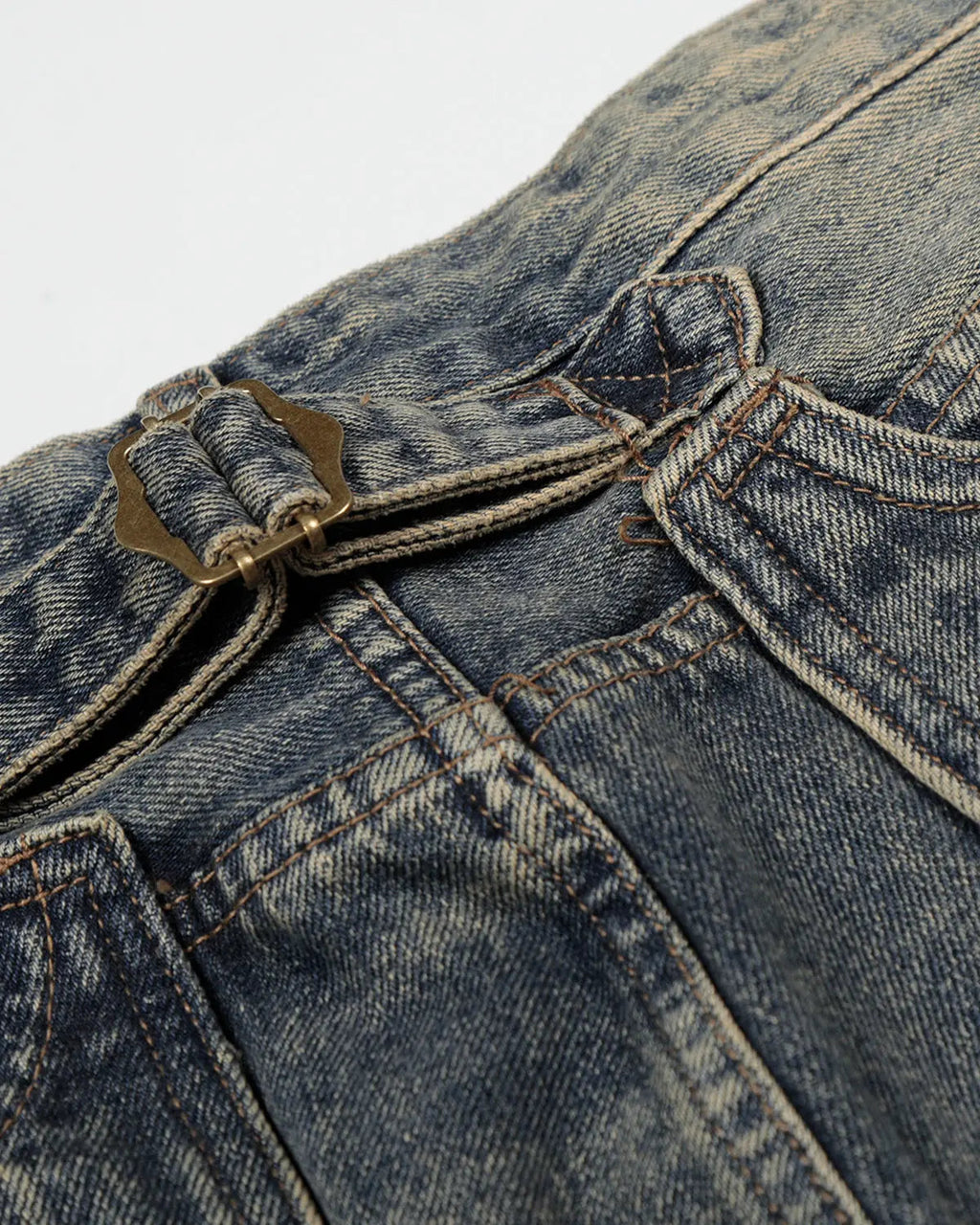 Cinch Back Buckle Acid Washed Jorts | Inflation Streetwear
