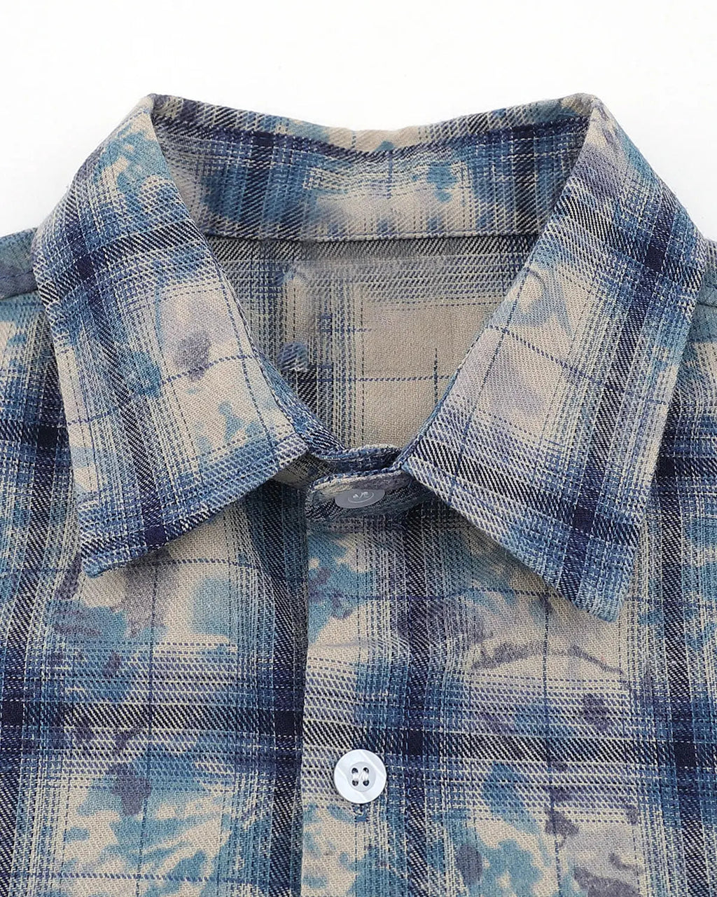 Tie-Dye Plaid Sequin Short-Sleeve Shirt | Inflation Streetwear