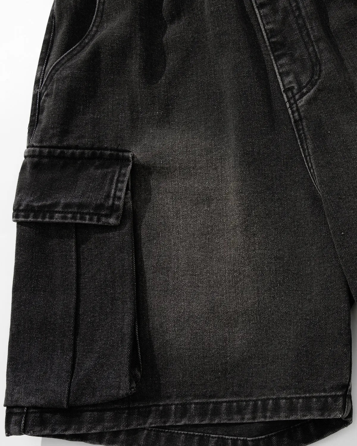 Washed Denim Cargo Shorts with Drawstring | Inflation Streetwear
