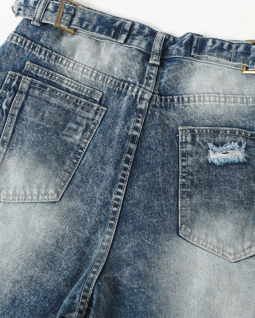Cinch Back Deconstructed Distressed Barrel Jeans | Inflation Streetwear