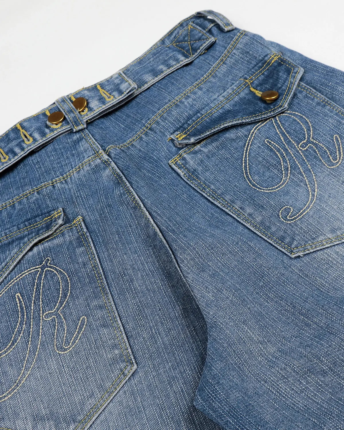 Cinch Back Washed Bamboo Weave Baggy Jeans | Inflation Streetwear