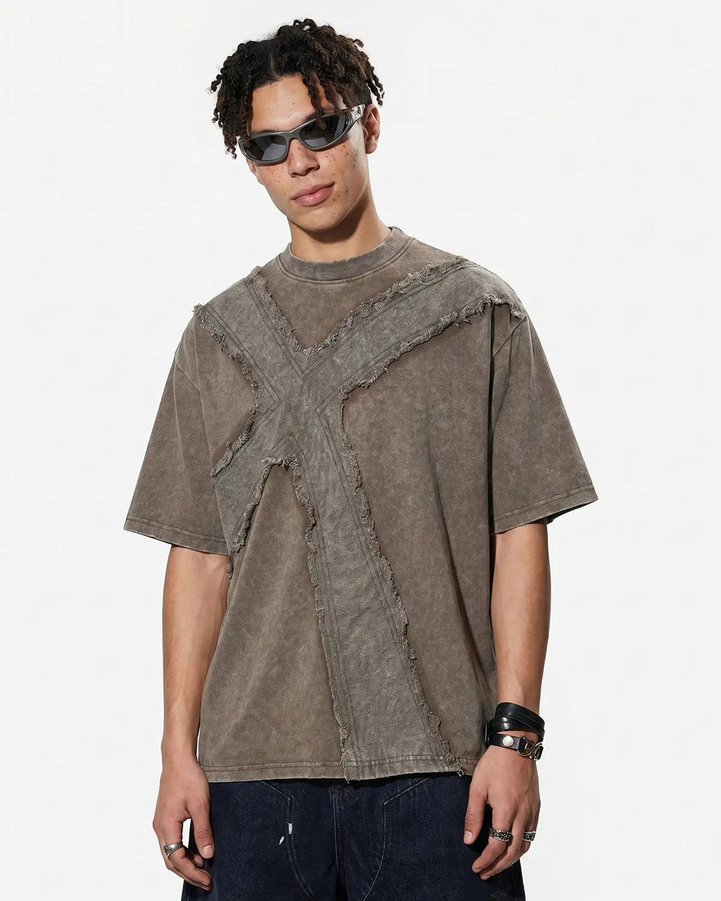 Deconstructed Cross Washed T-Shirt | Inflation Streetwear
