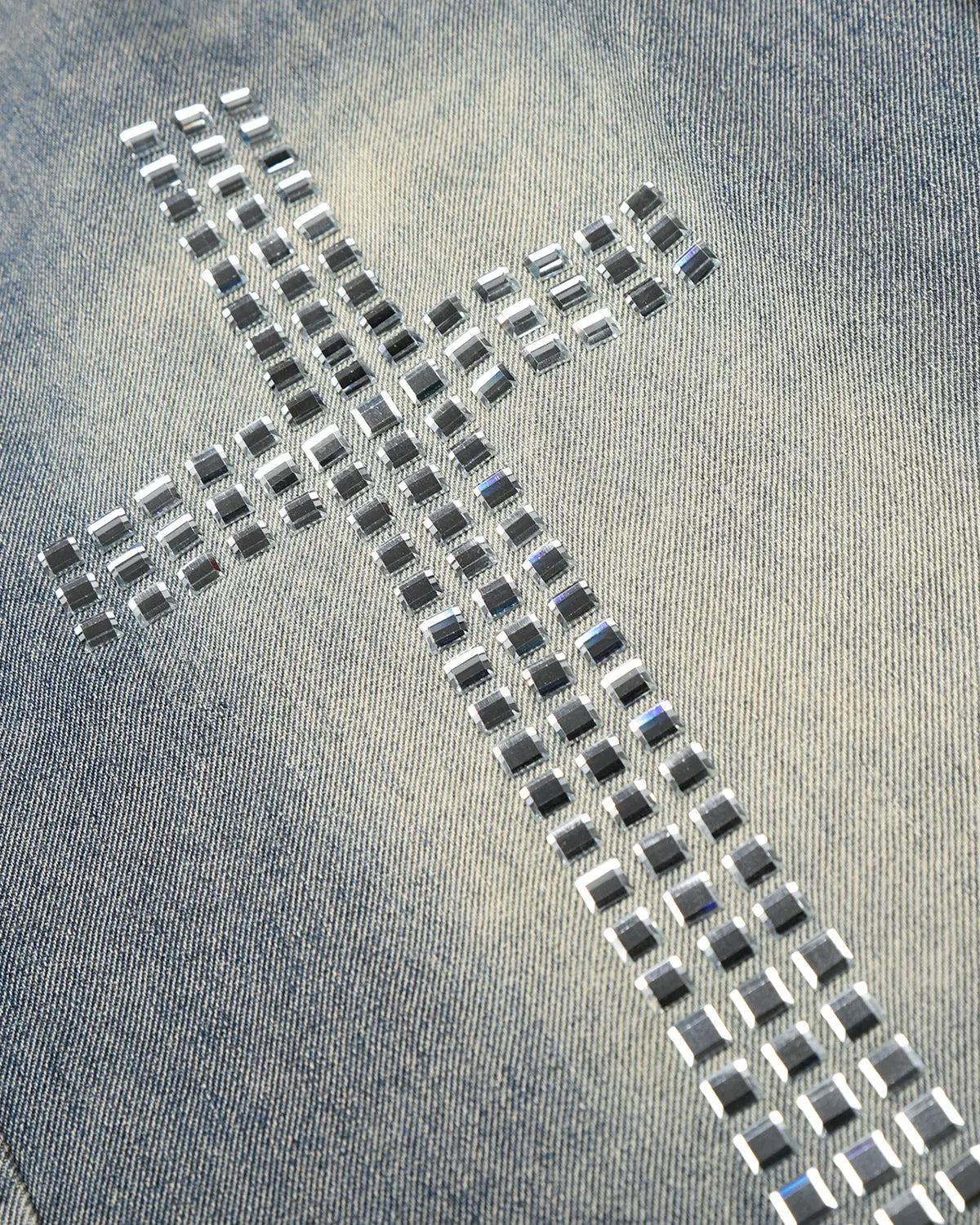 Rhinestone Cross Double Waist Denim Jorts | Inflation Streetwear