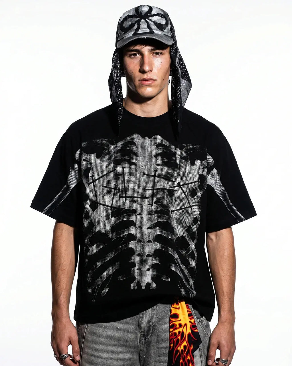 Pink X-Ray Skeleton Boxy T-Shirt | Inflation Streetwear