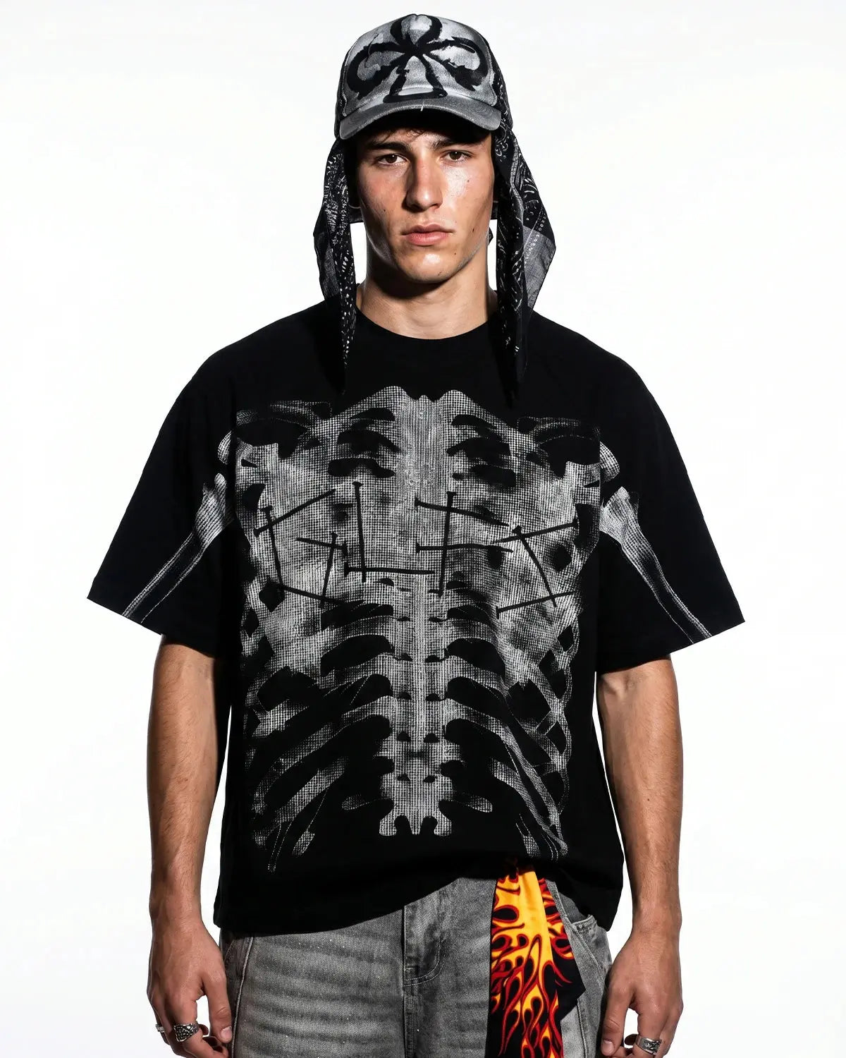 Pink X-Ray Skeleton Boxy T-Shirt | Inflation Streetwear