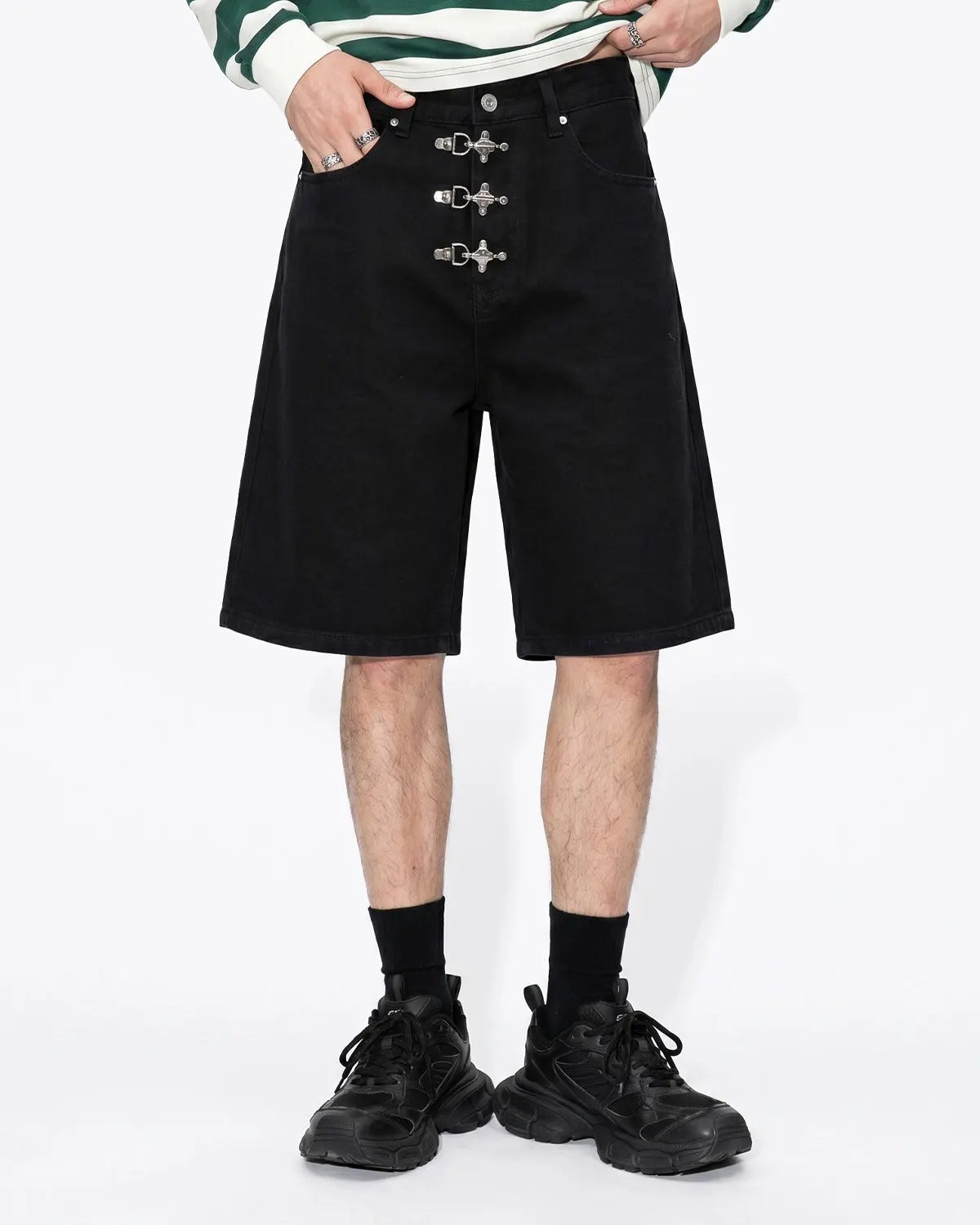 Metal Clasp Baggy Jorts | Inflation Streetwear