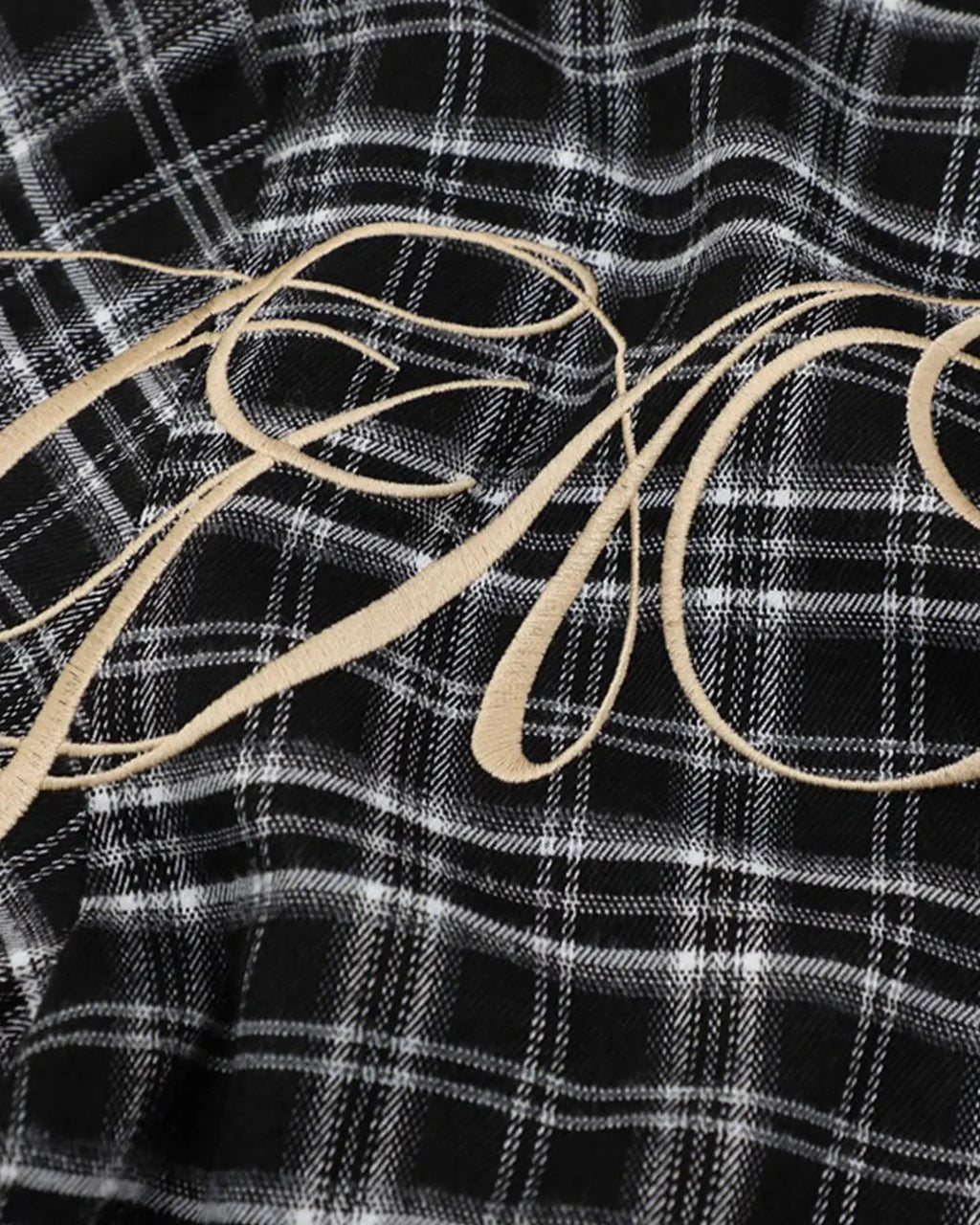 Lettering Embroidery Plaid Shirts | Inflation Streetwear