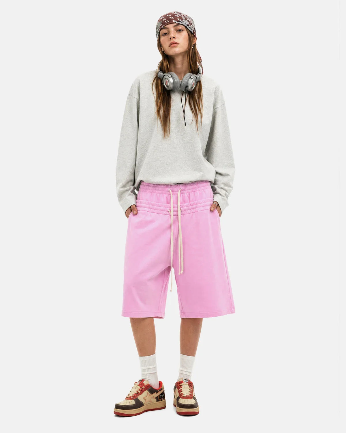 Double Waist Acid Wash Sweat Shorts | Inflation Streetwear