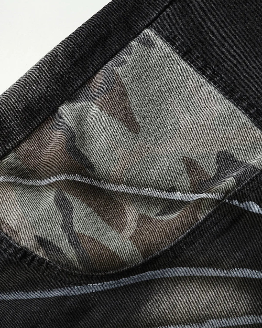 Spray Graphic Camo Barrel Jeans | Inflation Streetwear