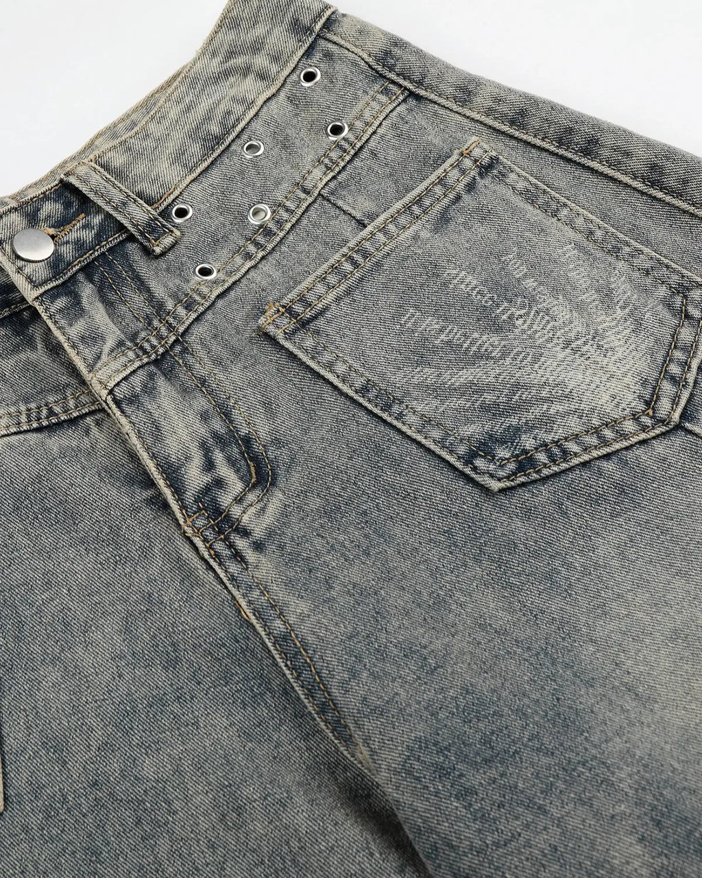 Distressed Eyelet Barrel Jeans | Inflation Streetwear