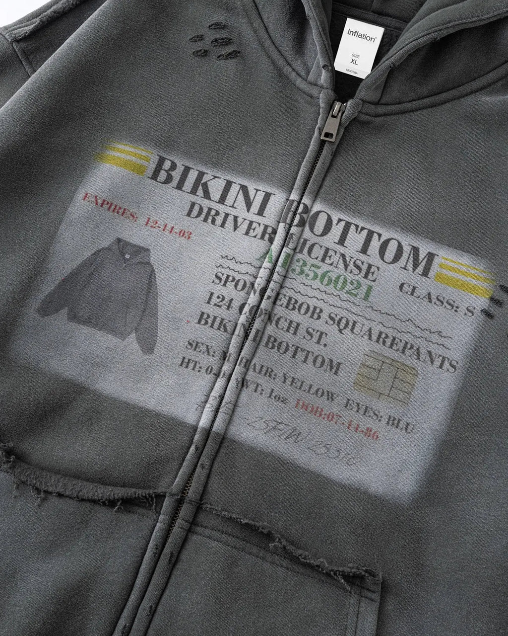 Graphic Ripped Washed Zip Up Hoodies | Inflation Streetwear