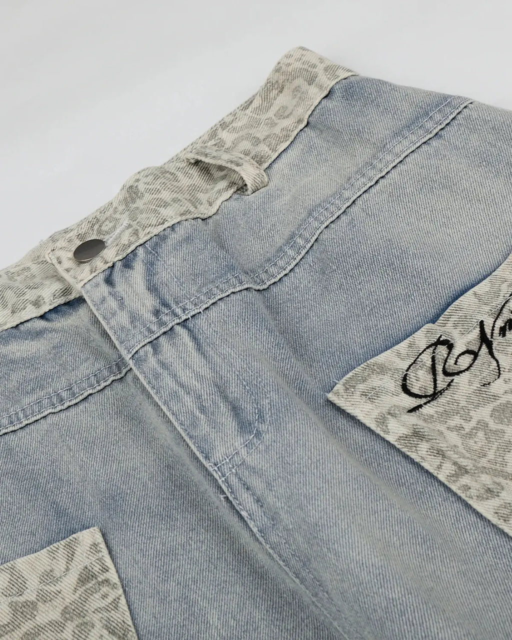 Leopard Patch Barrel Jeans | Inflation Streetwear