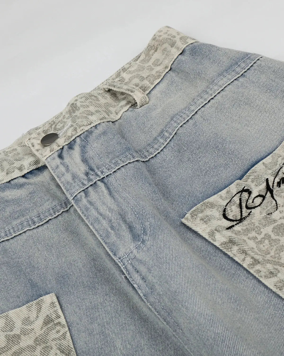 Leopard Patch Barrel Jeans | Inflation Streetwear