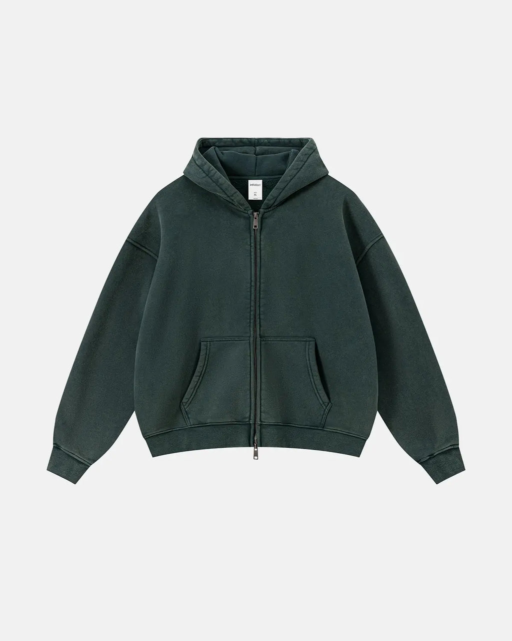 Vintage Washed Fleece Boxy Zip Hoodie | Inflation Streetwear