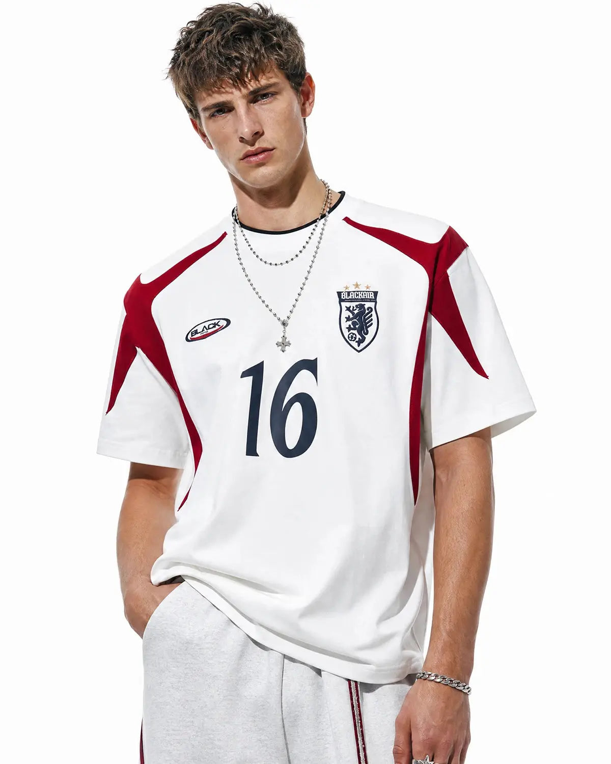 Retro Color Block Embroidered Jersey T-Shirt | Inflation Streetwear