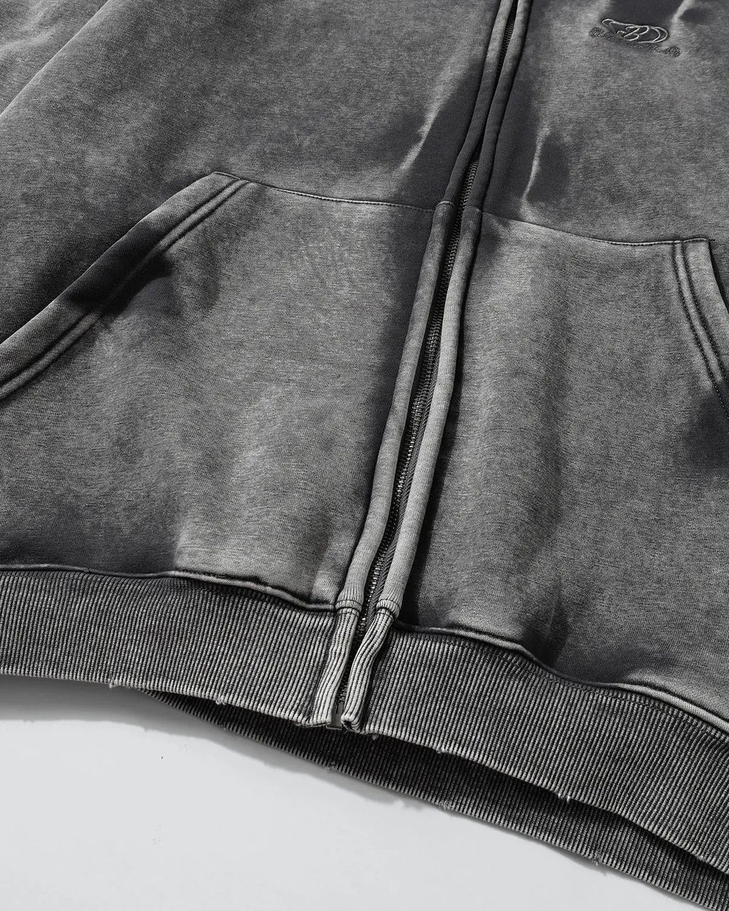 Acid Washed Embroidery Zip Up Hoodies | Inflation Streetwear