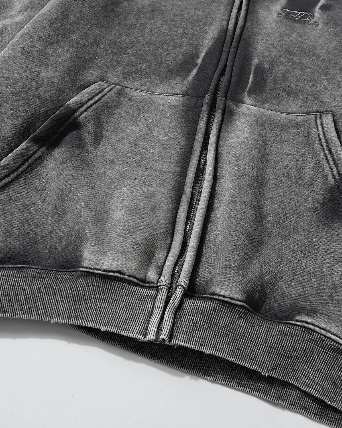 Acid Washed Embroidery Zip Up Hoodies | Inflation Streetwear