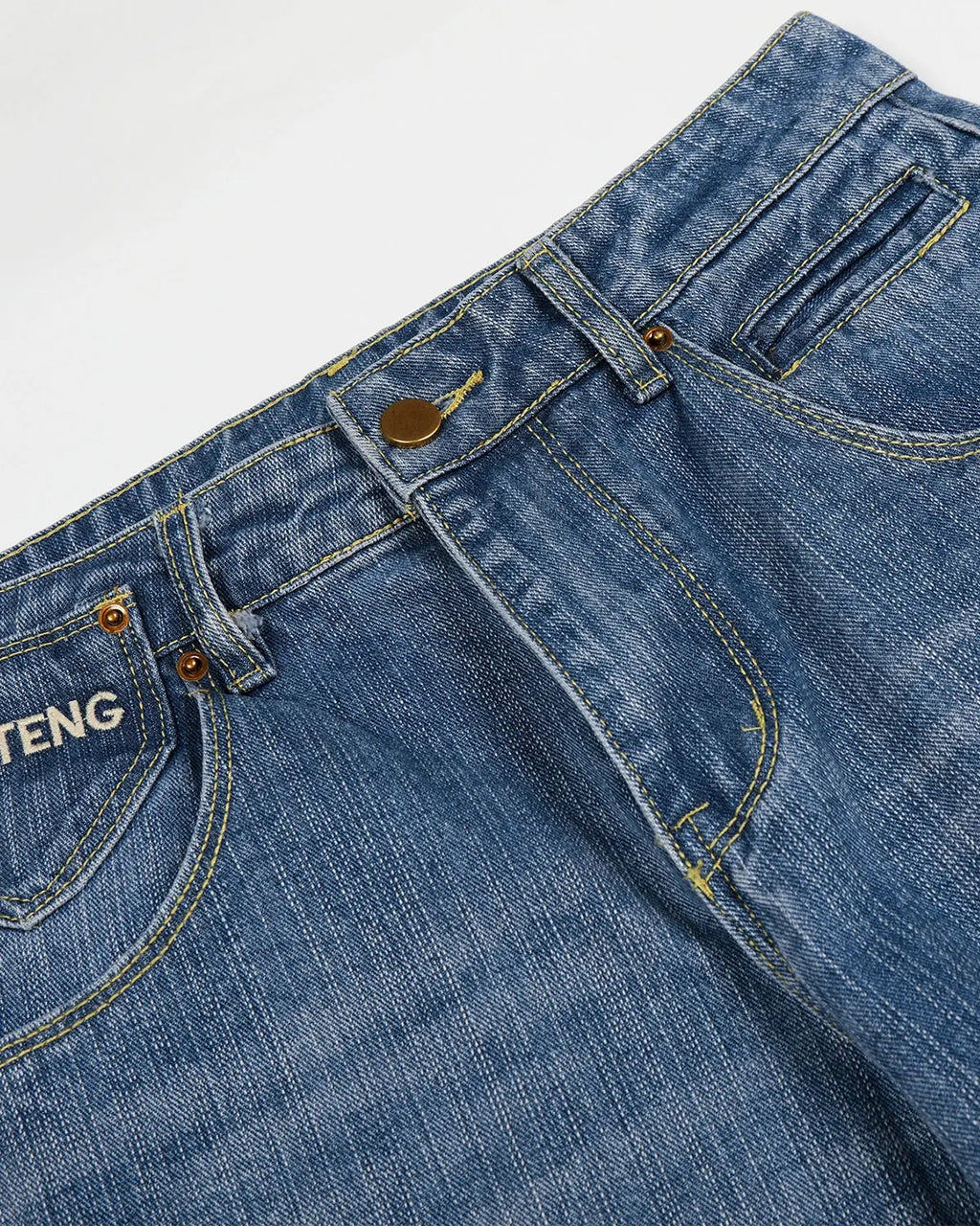 Cinch Back Washed Bamboo Weave Baggy Jeans | Inflation Streetwear