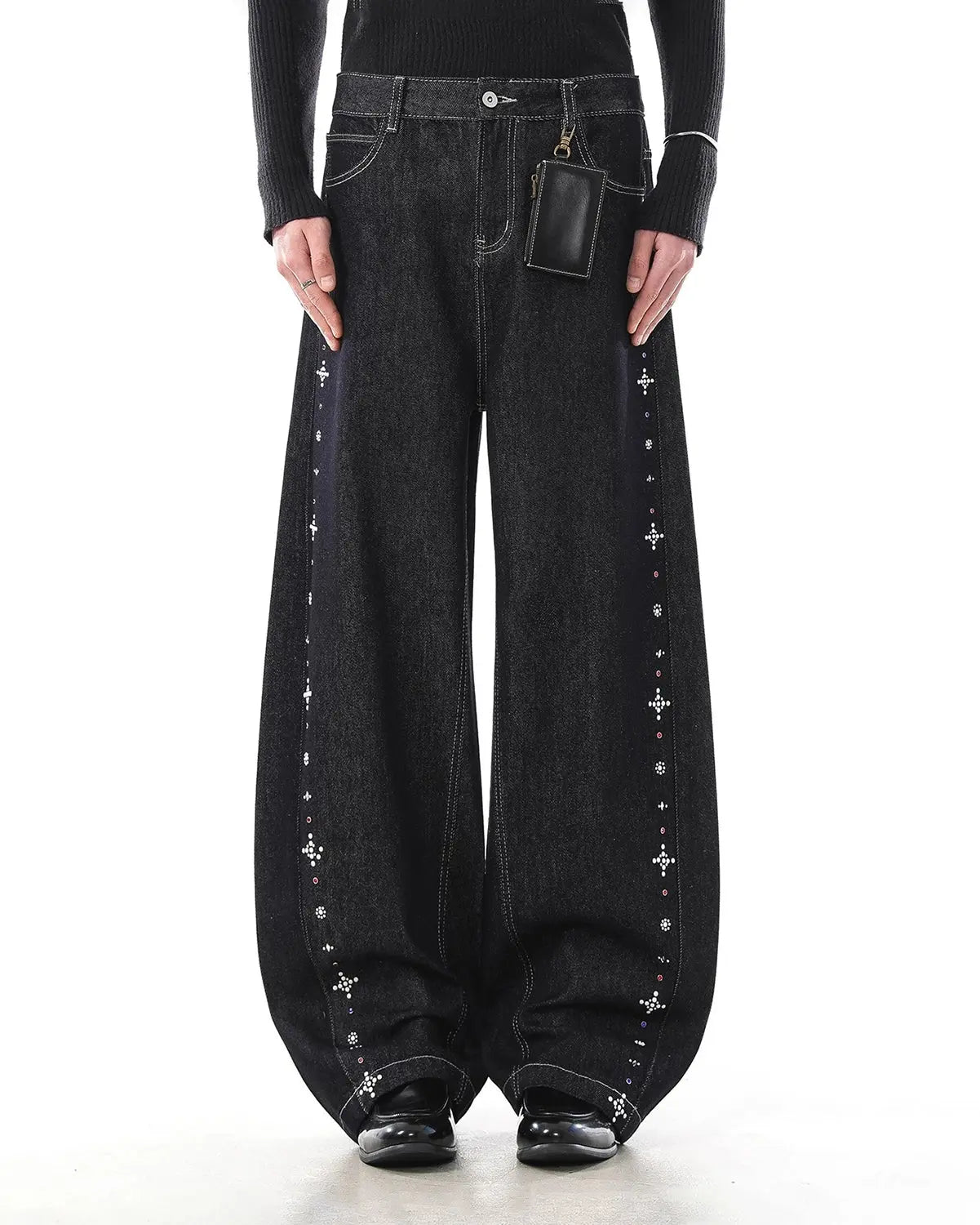 Studded Rhinestone Baggy Denim Jeans | Inflation Streetwear