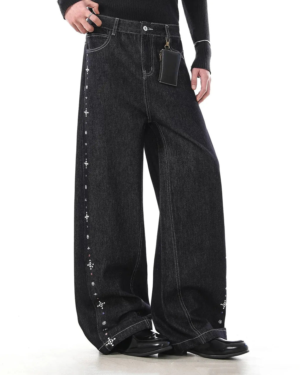 Studded Rhinestone Baggy Denim Jeans | Inflation Streetwear
