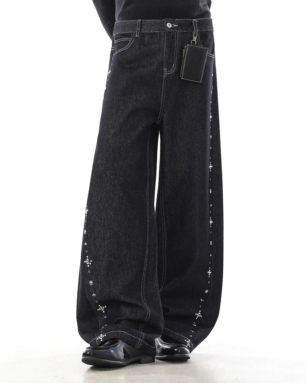 Studded Rhinestone Baggy Denim Jeans | Inflation Streetwear