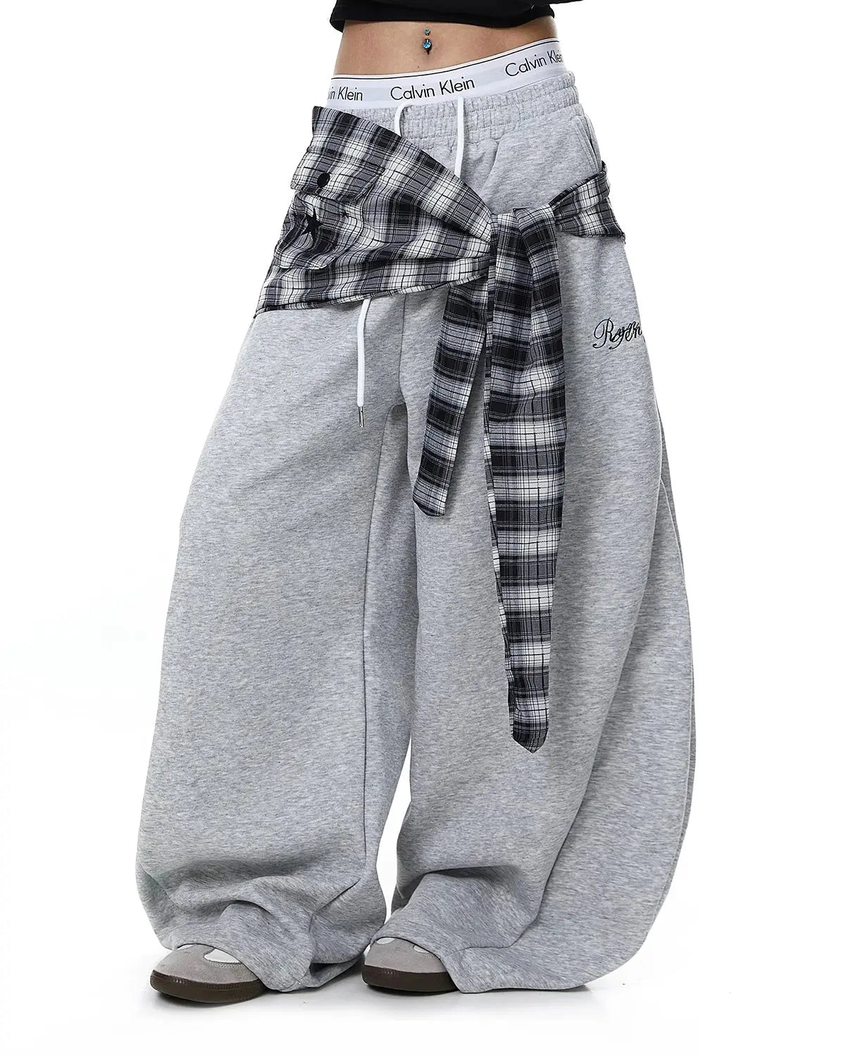 Plaid Layered Baggy Sweatpants | Inflation Streetwear