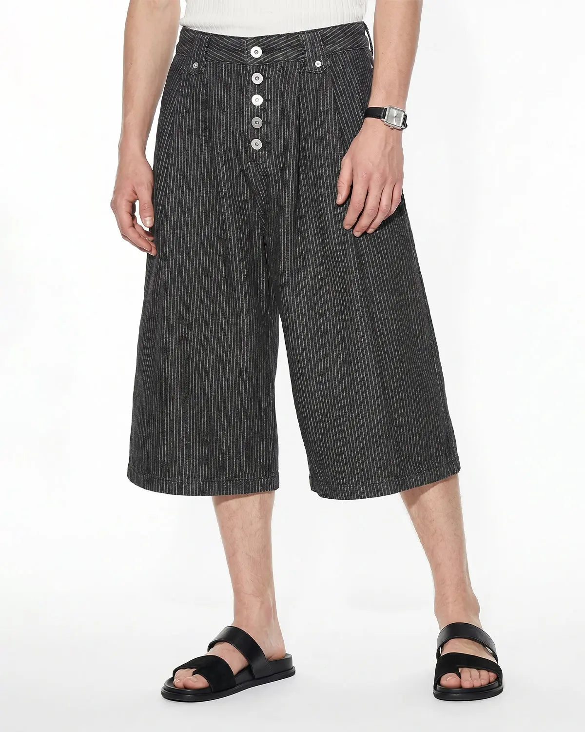 Striped Button Fly Baggy Jorts | Inflation Streetwear