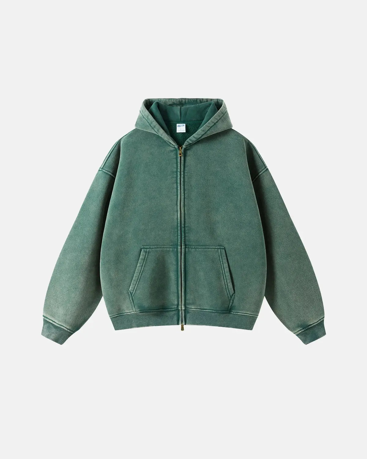 Acid Washed Distressed Fleece Zip Up Hoodies | Inflation Streetwear