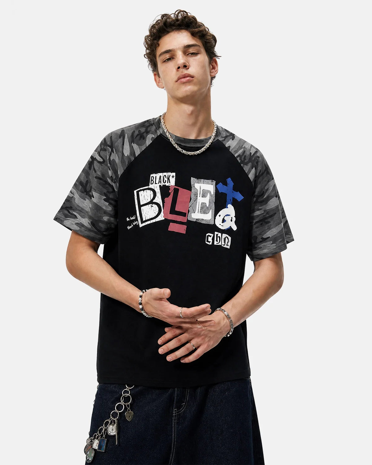 Camo Sleeve Graphic Boxy T-Shirt | Inflation Streetwear