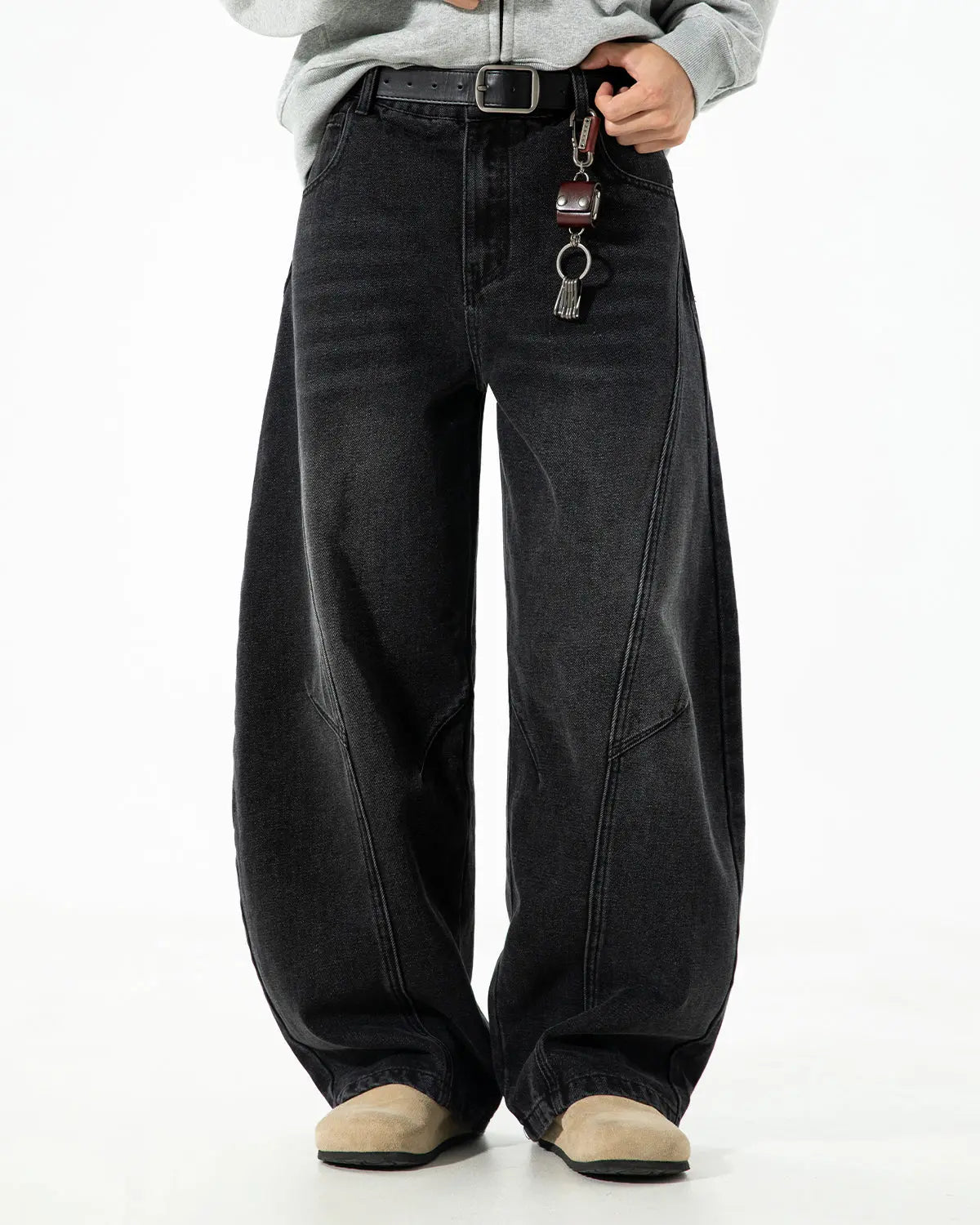 Curved Seam Deconstructed Barrel Jeans | Inflation Streetwear