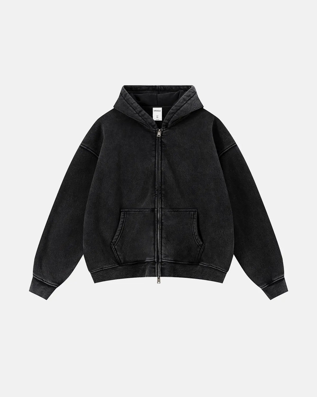 Vintage Washed Fleece Boxy Zip Hoodie | Inflation Streetwear