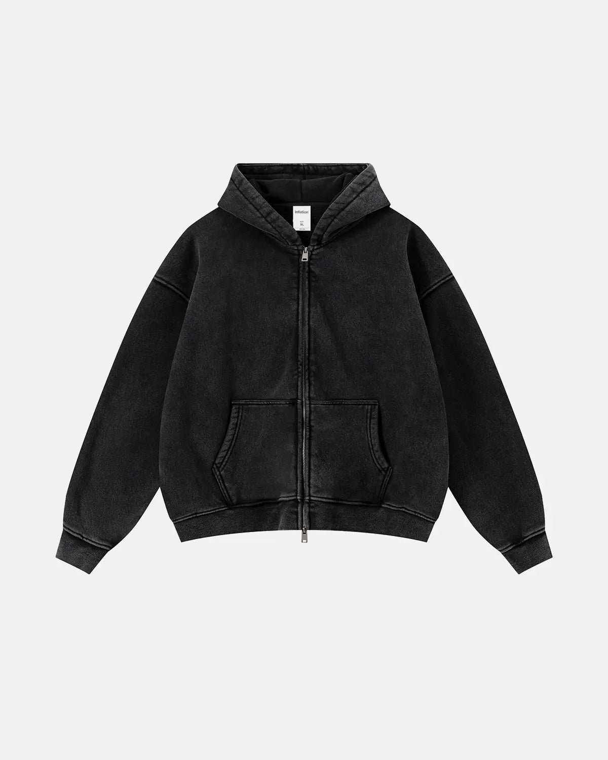 Vintage Washed Fleece Boxy Zip Hoodie | Inflation Streetwear