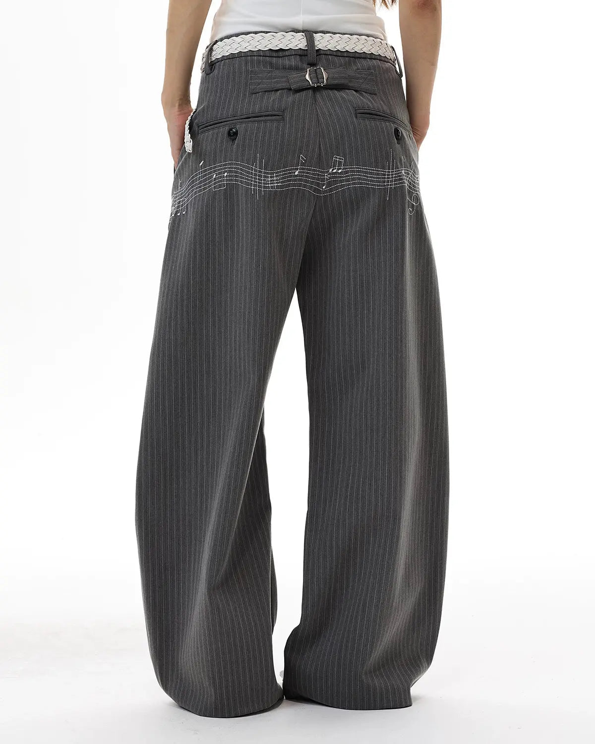 Pinstripe Cinch Back Tailored Pants | Inflation Streetwear
