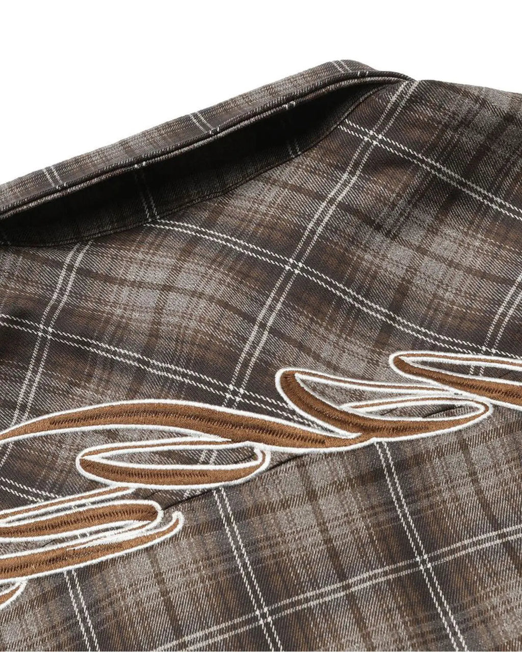 Plaid Script Embroidered Shirt | Inflation Streetwear