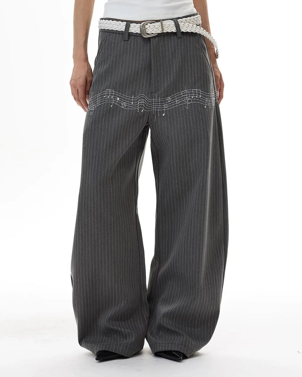 Pinstripe Cinch Back Tailored Pants | Inflation Streetwear