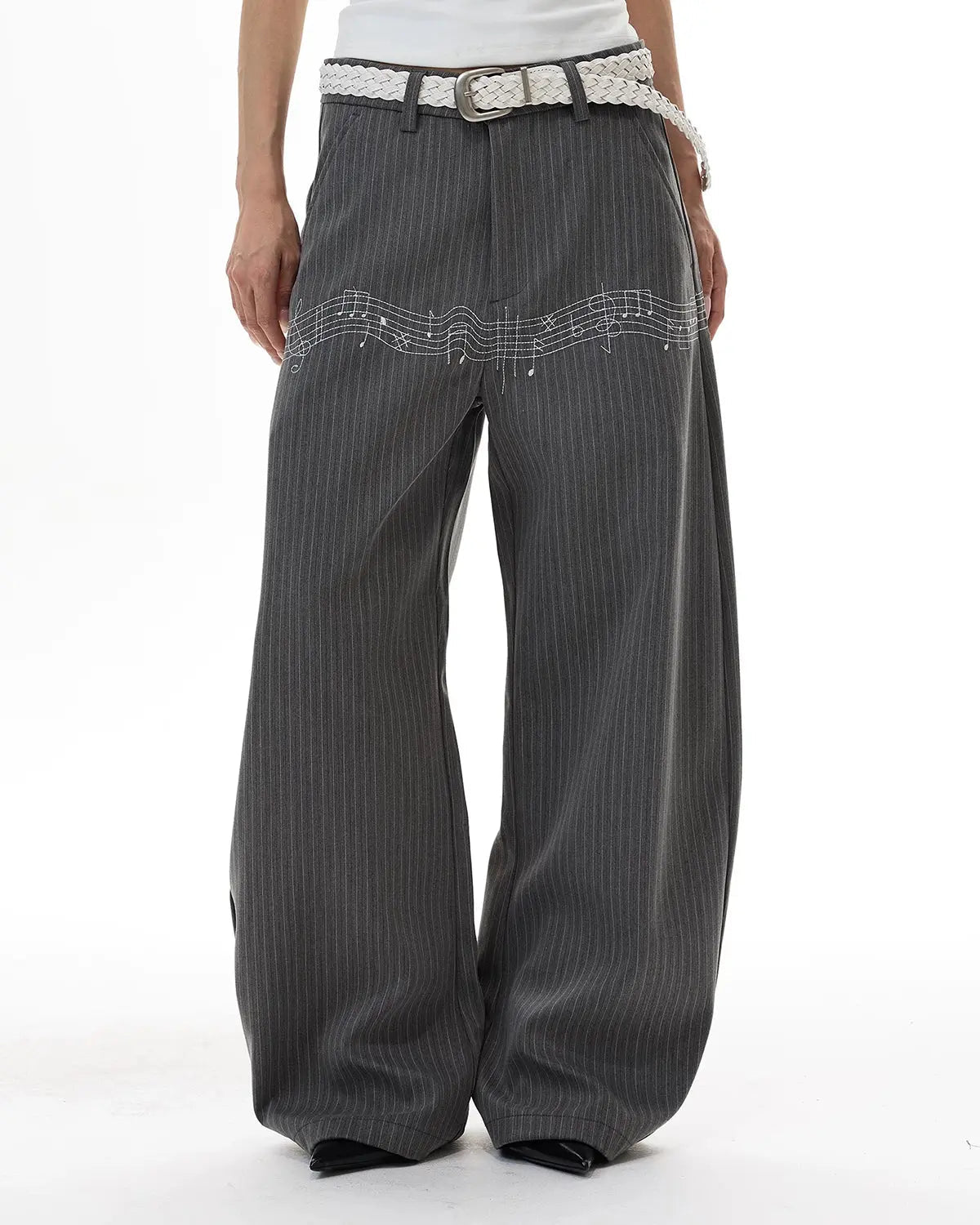Pinstripe Cinch Back Tailored Pants | Inflation Streetwear