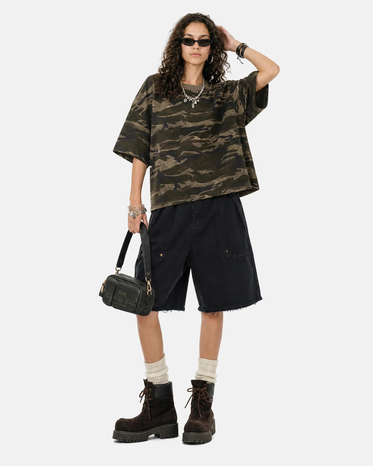 Frayed Hem Camo Knee-Length Shorts | Inflation Streetwear