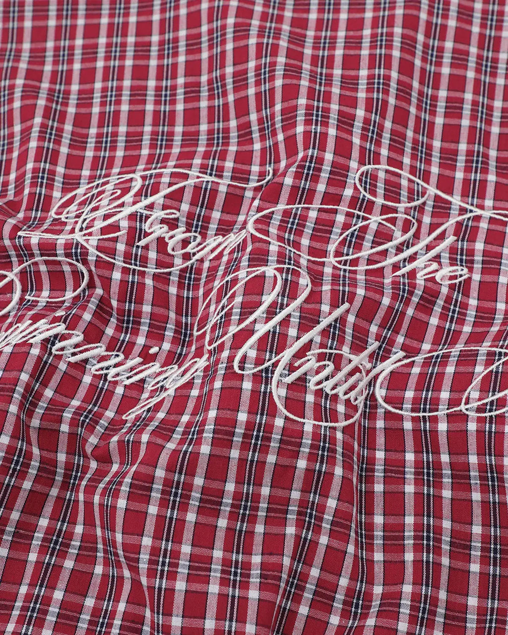 Plaid Script Embroidered Short-Sleeve Shirt | Inflation Streetwear
