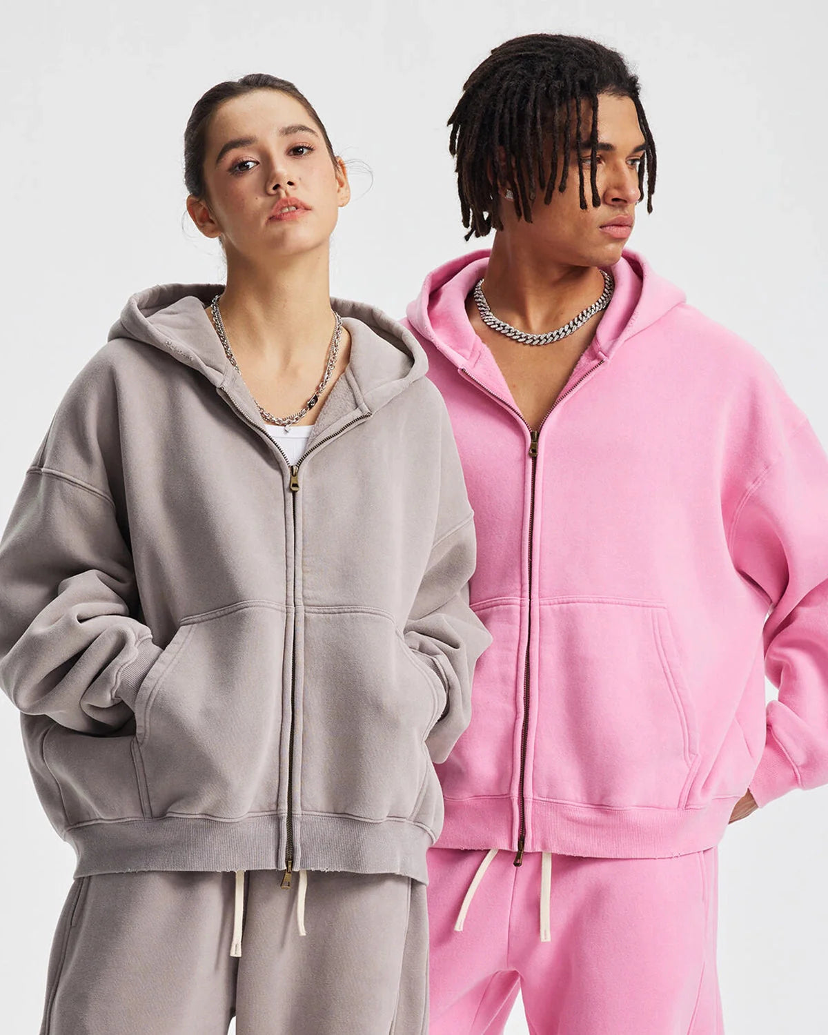 Boxy Fit Acid Washed Fleece Zip Up Hoodies | Inflation Streetwear