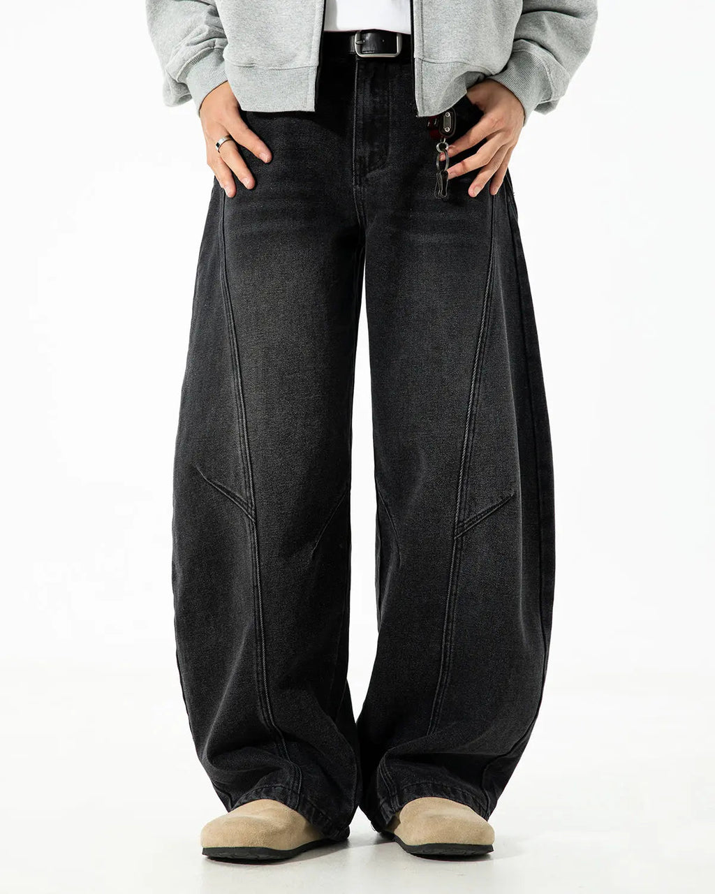 Curved Seam Deconstructed Barrel Jeans | Inflation Streetwear