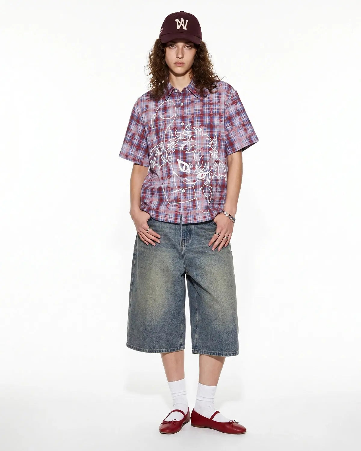 Devil Embroidered Plaid Shirt | Inflation Streetwear