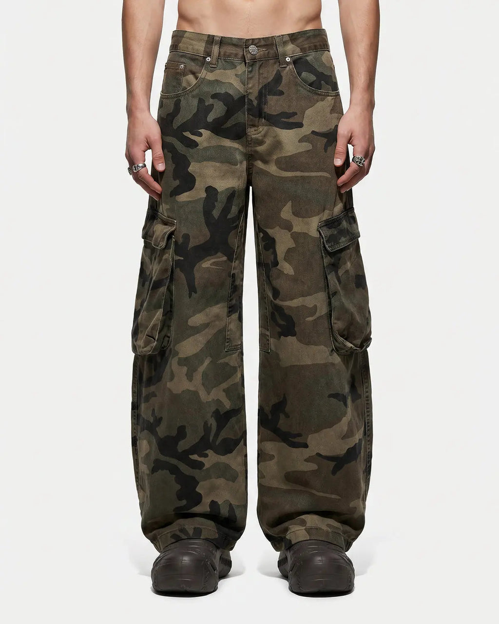 Camo Cargo Barrel Pants | Inflation Streetwear