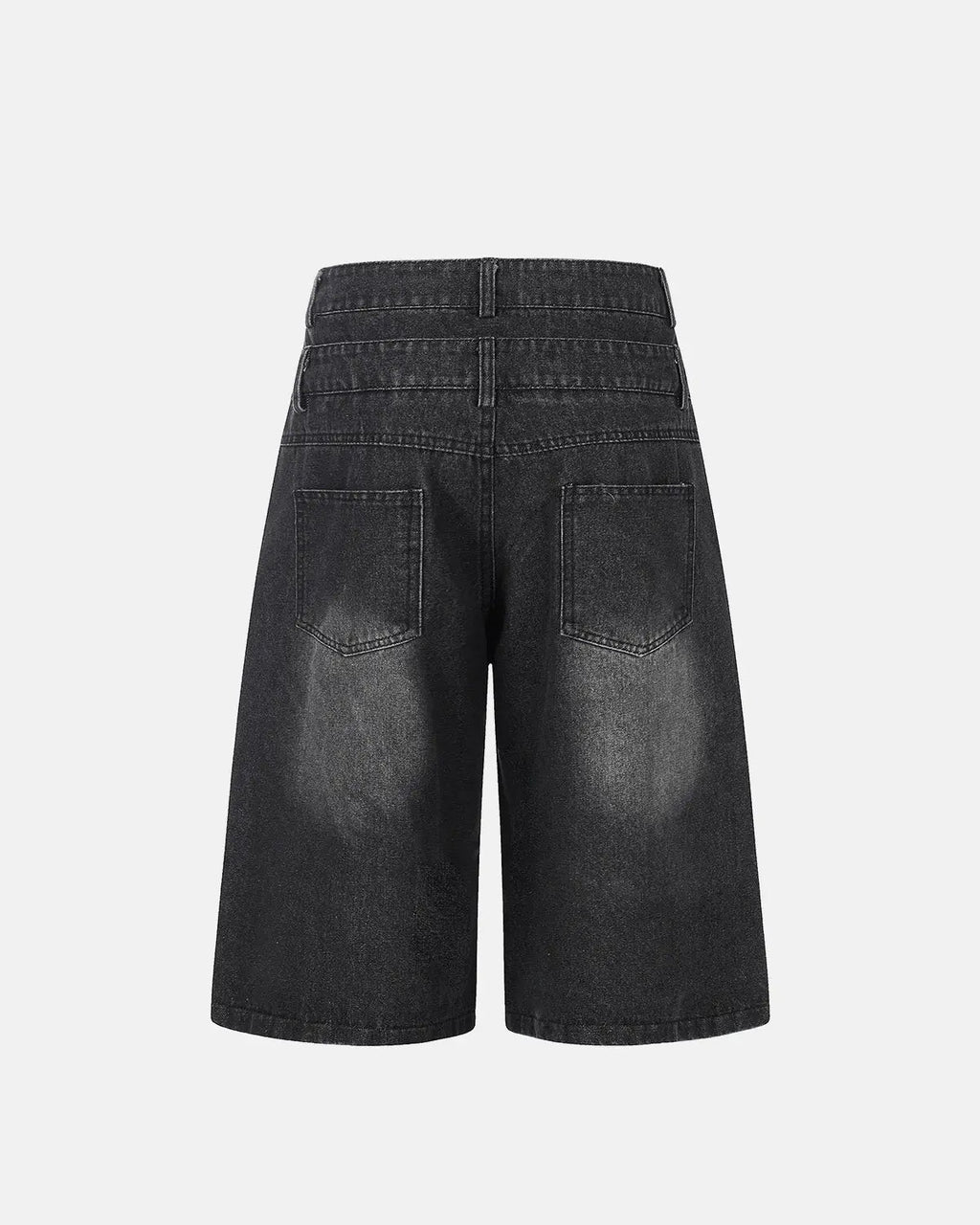 Rhinestone Cross Double Waist Denim Jorts | Inflation Streetwear