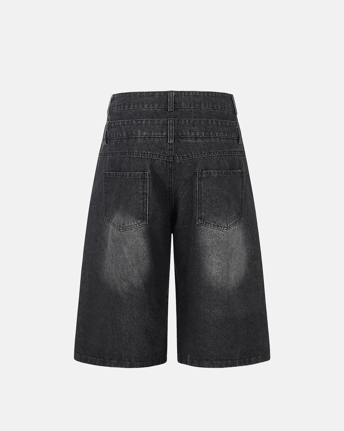 Rhinestone Cross Double Waist Denim Jorts | Inflation Streetwear